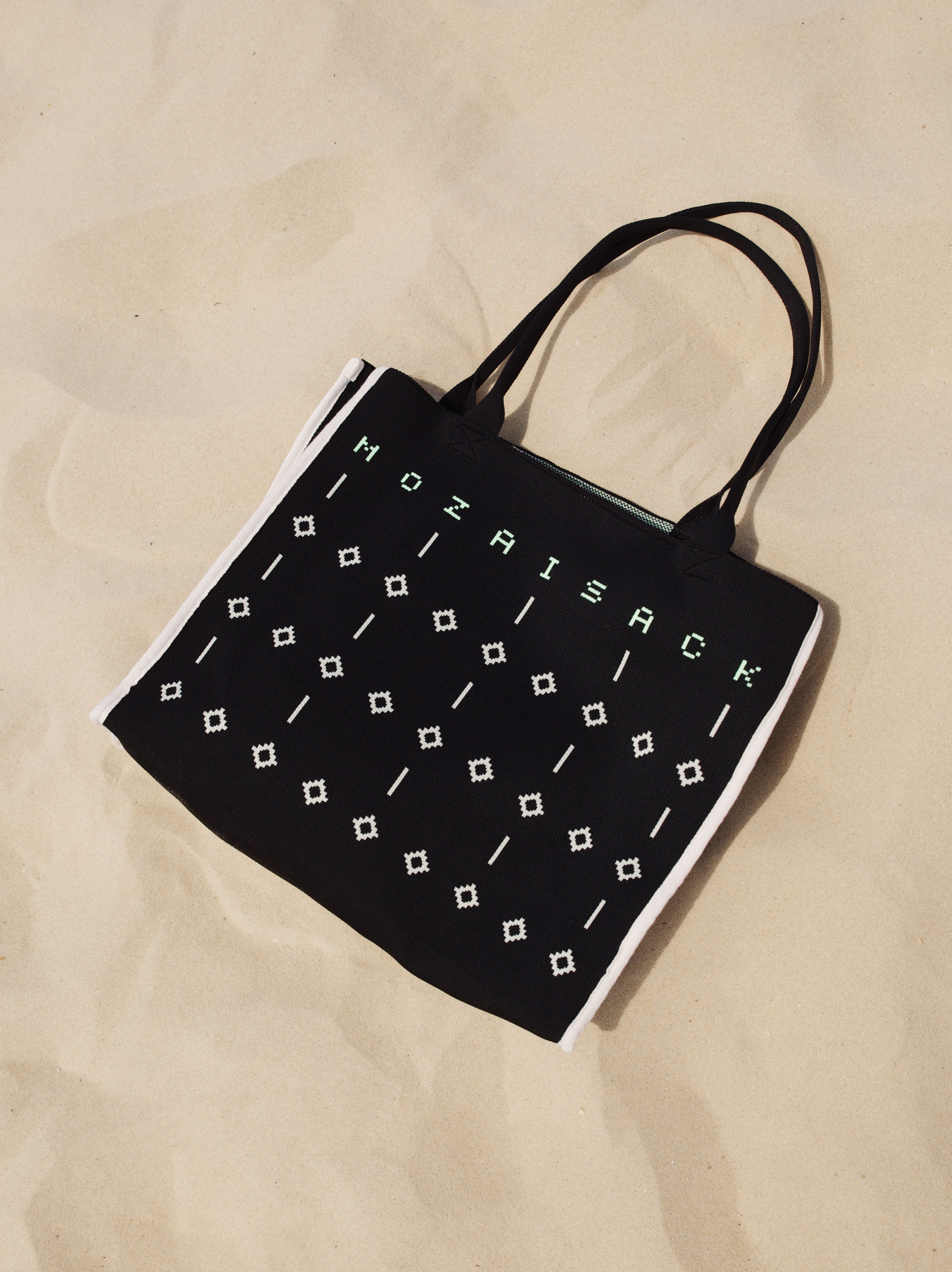 MOZA ISACK Le Voyageur black tote bag — Canvas and leather travel bag, Journey collection